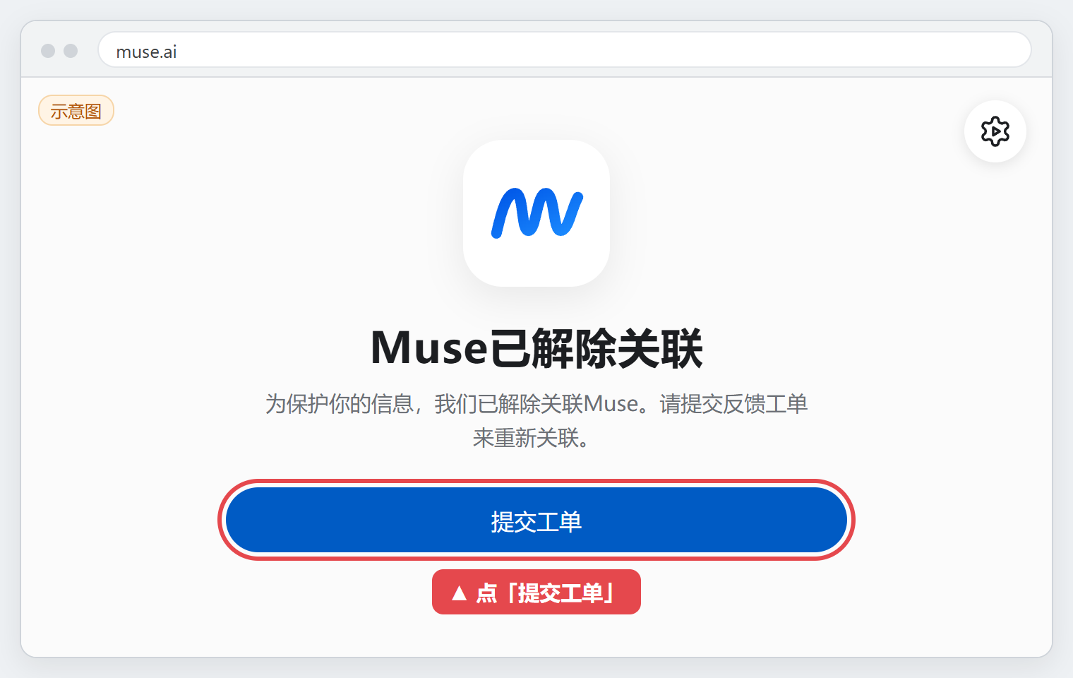 Muse 已解除关联页面的提交工单按钮
