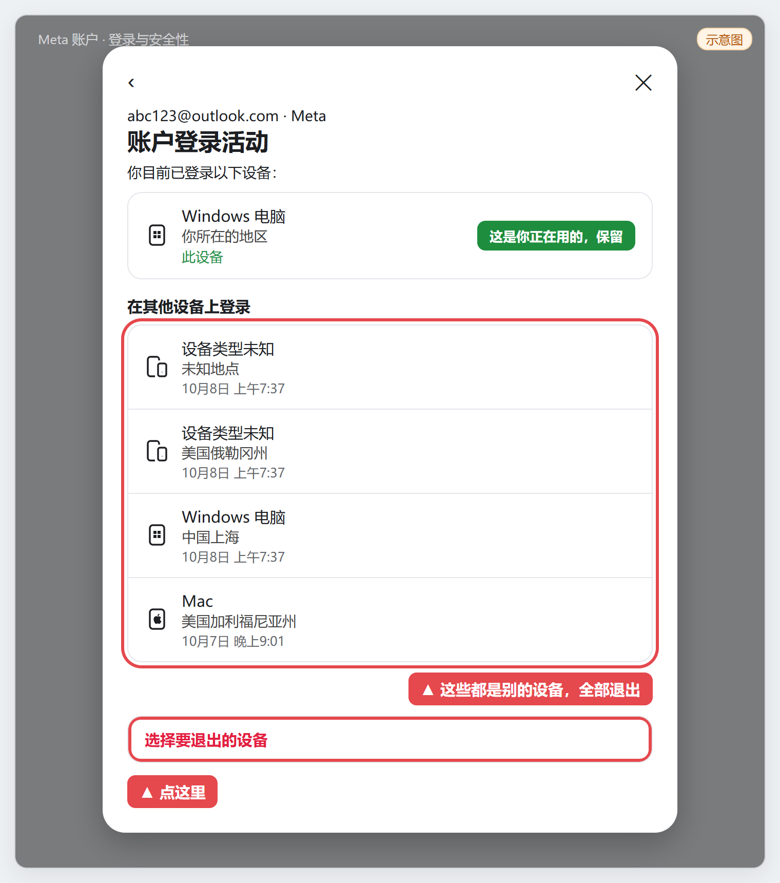 账户登录活动里的其他设备