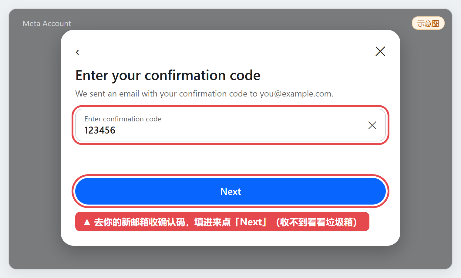 输入新邮箱收到的确认码
