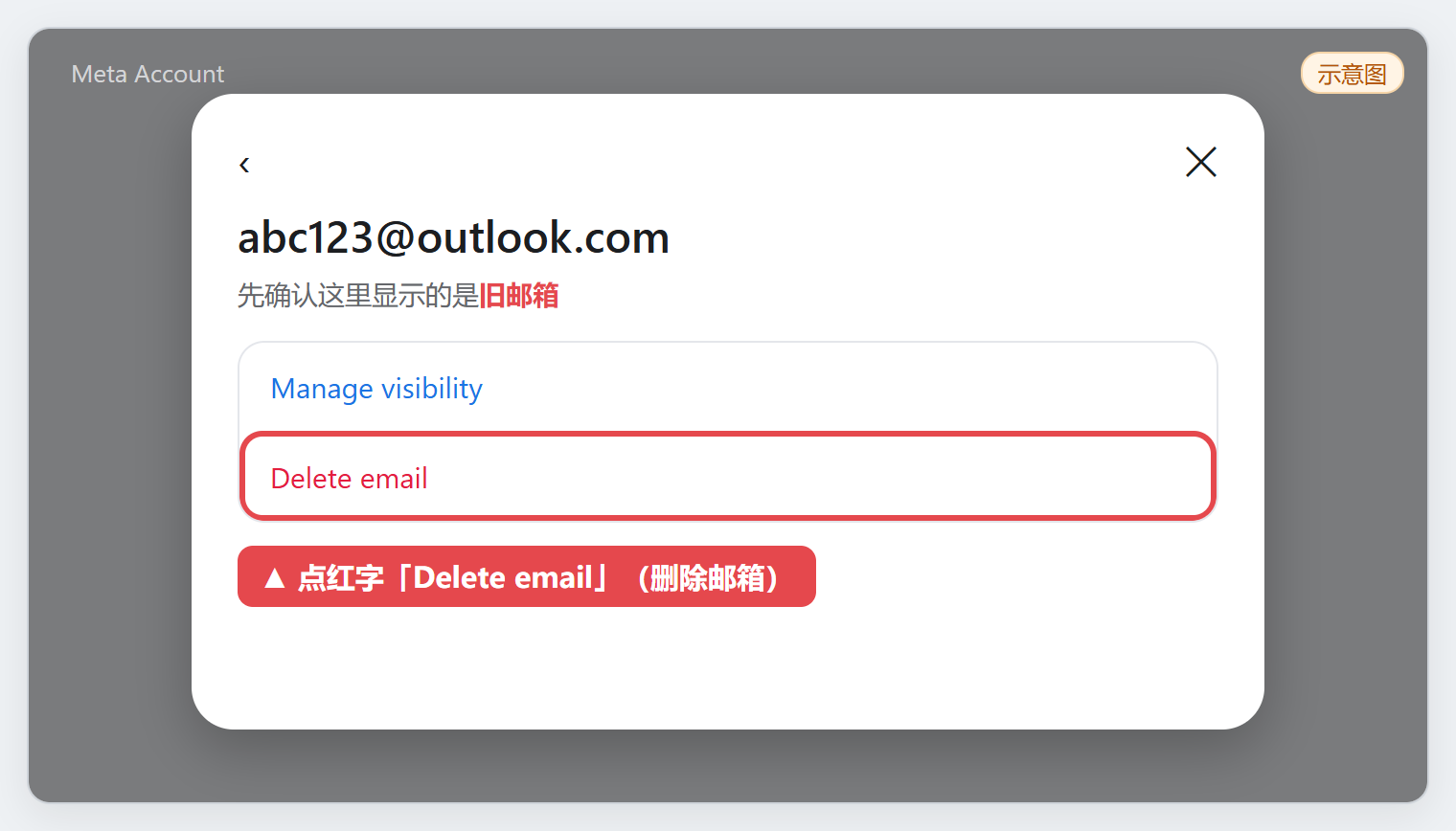 Delete email 按钮
